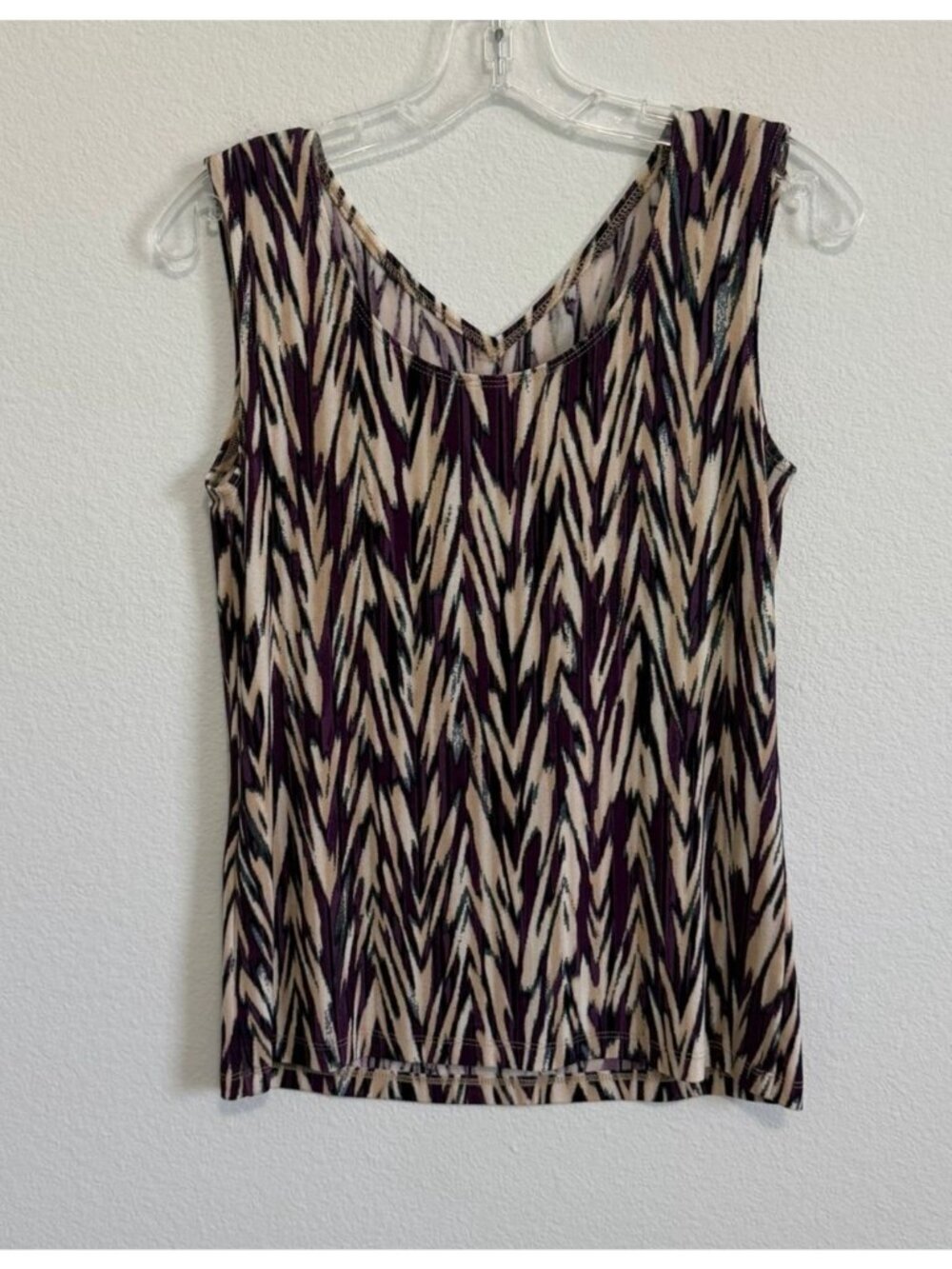 Chico's Travelers V-Neck Multicolor Acetate Blend Tank Top Size 0 (S)